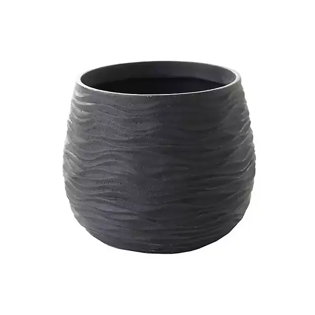 Gray Crushed Stone Wavy Planter, 9 in.