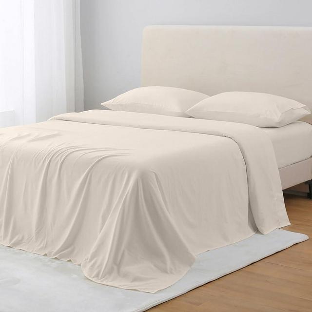GOKOTTA 4-Piece King Size Sheet Set, 16-Inch Deep Pocket King Sheets with Elastic Corner Straps, Brushed Microfiber Sheets for King Size Bed Set – Soft, Breathable, Wrinkle-Free, Easy Care - Beige