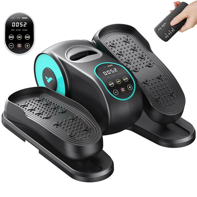 MERACH Under Desk Elliptical Machine, Leg Exerciser While Sitting for Seniors with Remote Control & 12-Speeds, Quiet Portable Electric Seated Pedal Exerciser Machine for Home Office