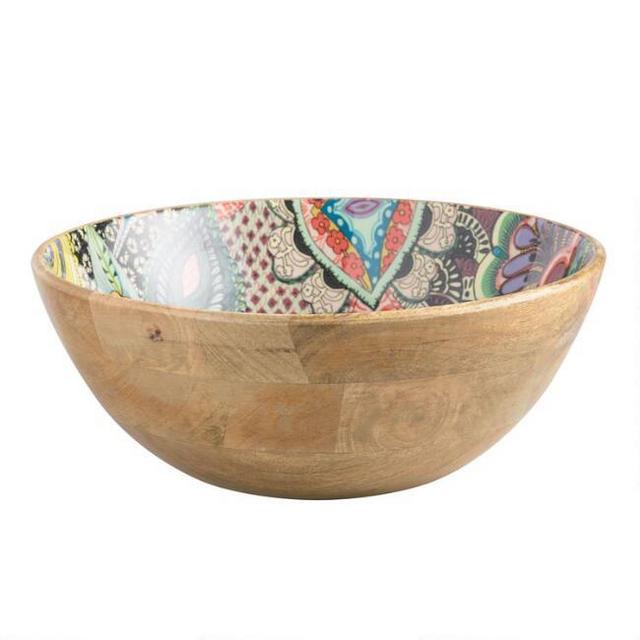 Large Multicolor Enamel Wood Janice Bowl