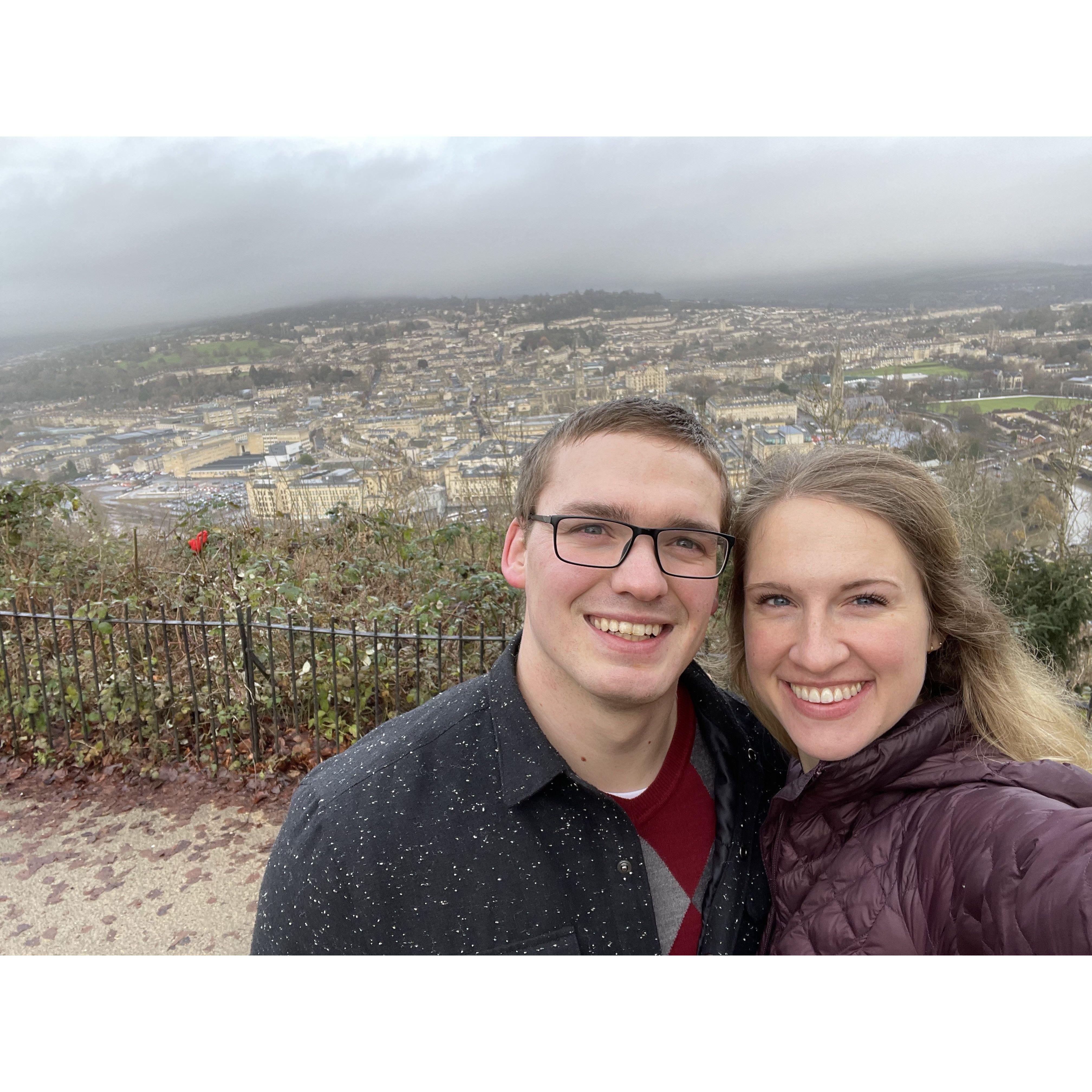 Touring Bath on Micah's first trip to the UK to visit Heather