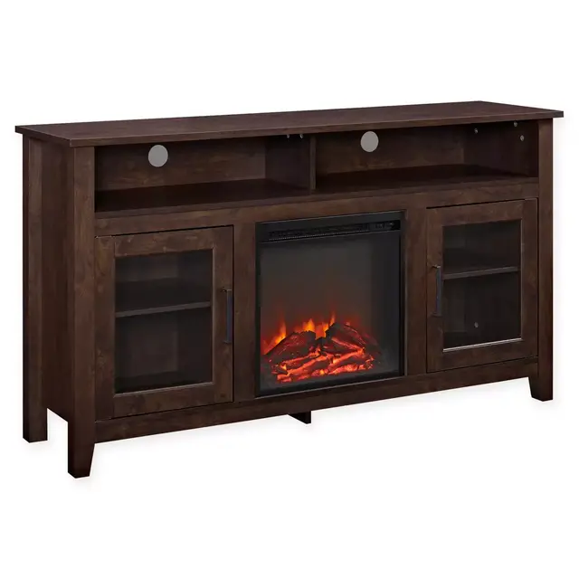 Forest Gate 58" Huntley Traditional Fireplace Wood Glass TV Stand in Brown