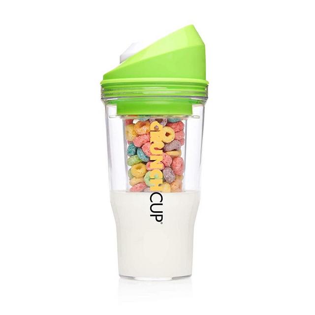 The CrunchCup XL - A Portable Cereal Cup - No Spoon. No Bowl. It's Cereal On The Go. (Green)
