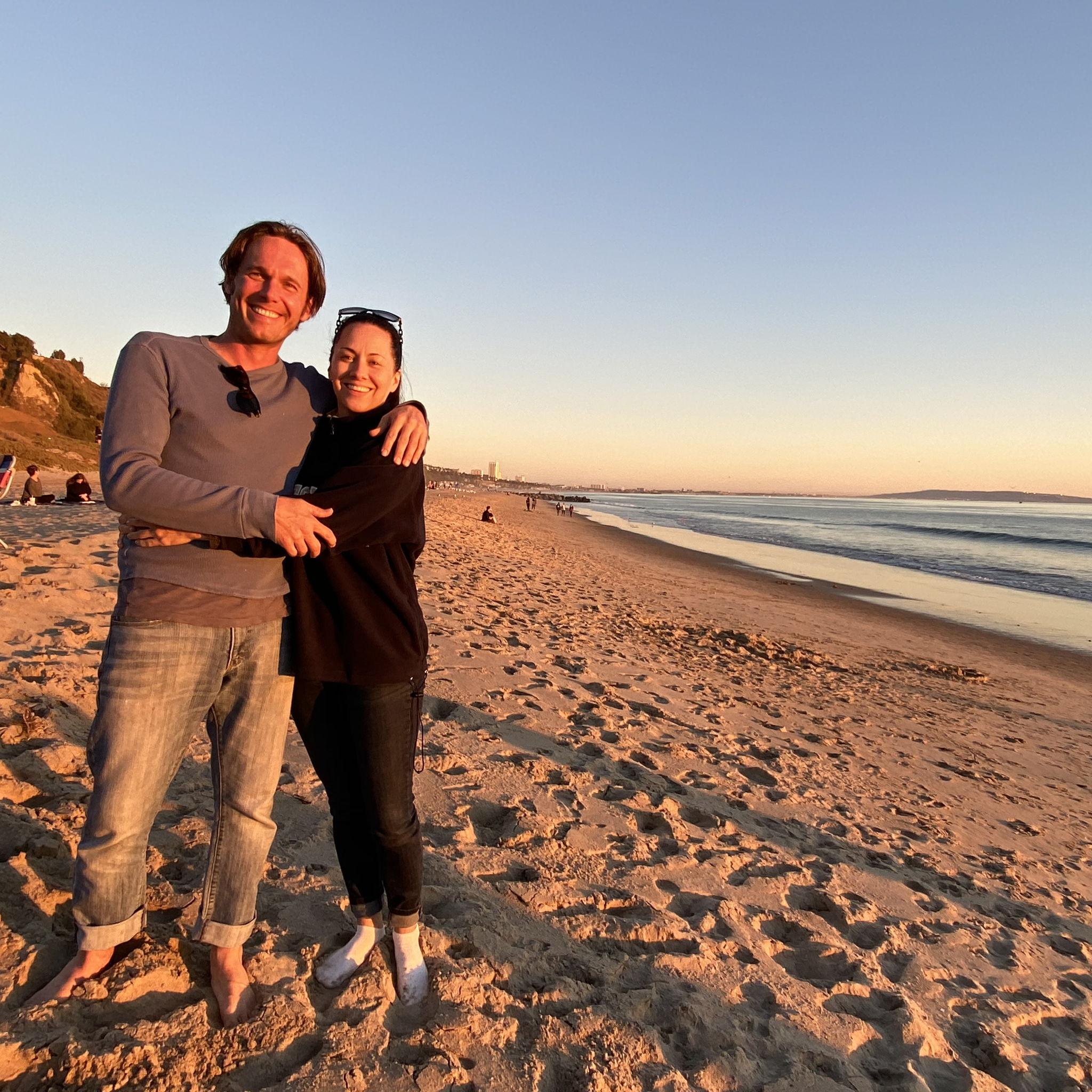 At the beach during the winter months