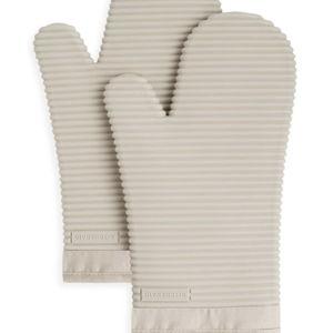 KITCHENAID Ribbed Soft Silicone Oven Mitt 2-Pack Set, 7.5"x13", Milkshake