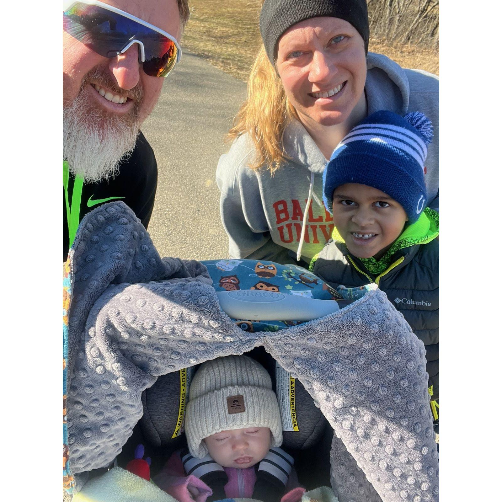 Ft Benjamin Harrison, first hiking trip with Makena!