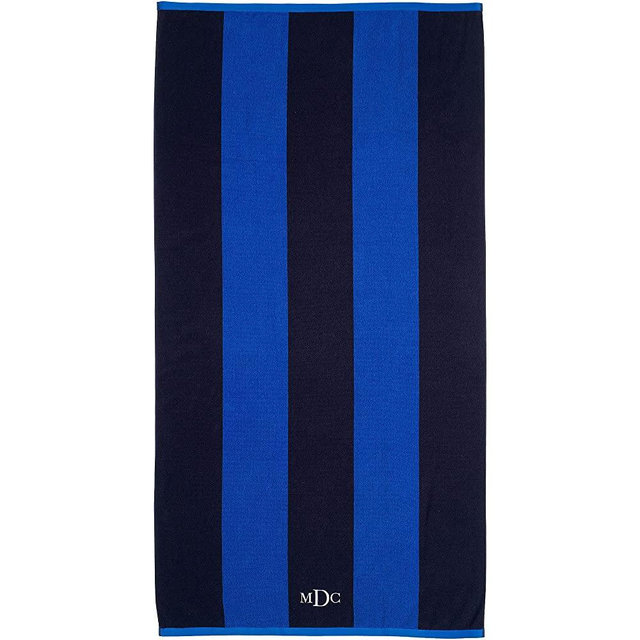 Lands' End Rugby Stripe Beach Towel Cosmic Blue Stripe