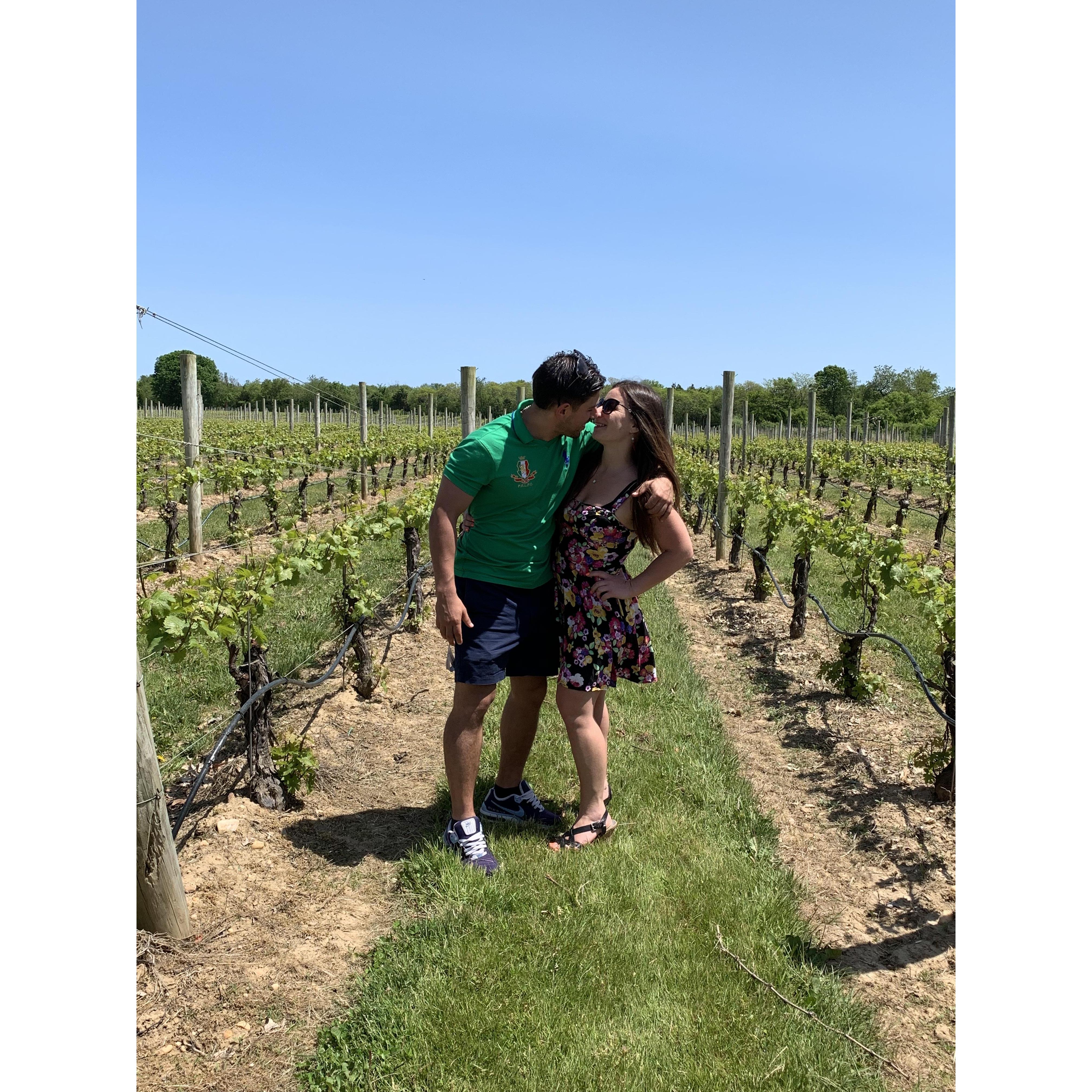 Enjoying a romantic day at the vineyards.