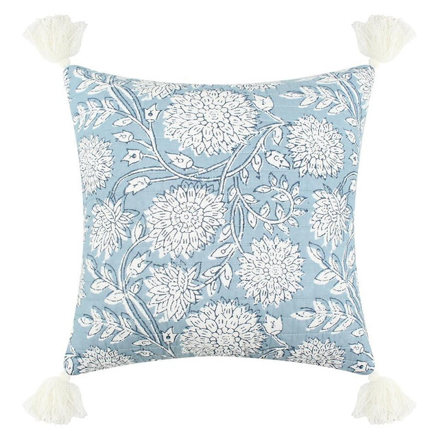 Levtex Home - Adare Blue - Decorative Pillow (18x18in.) - Floral - Blue, Navy and White