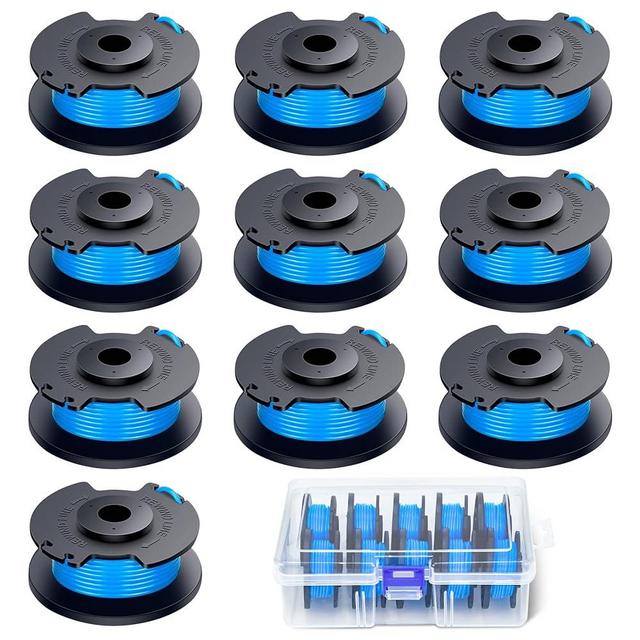 EAONE 10 Pack String Trimmer Line for Ryobi Weed Wacker String, 0.065" Weed Eater String Auto-Feed Spools Compatible with Ryobi One+ AC14RL3A 18v, 24v, and 40v Cordless Trimmers with Storage Box
