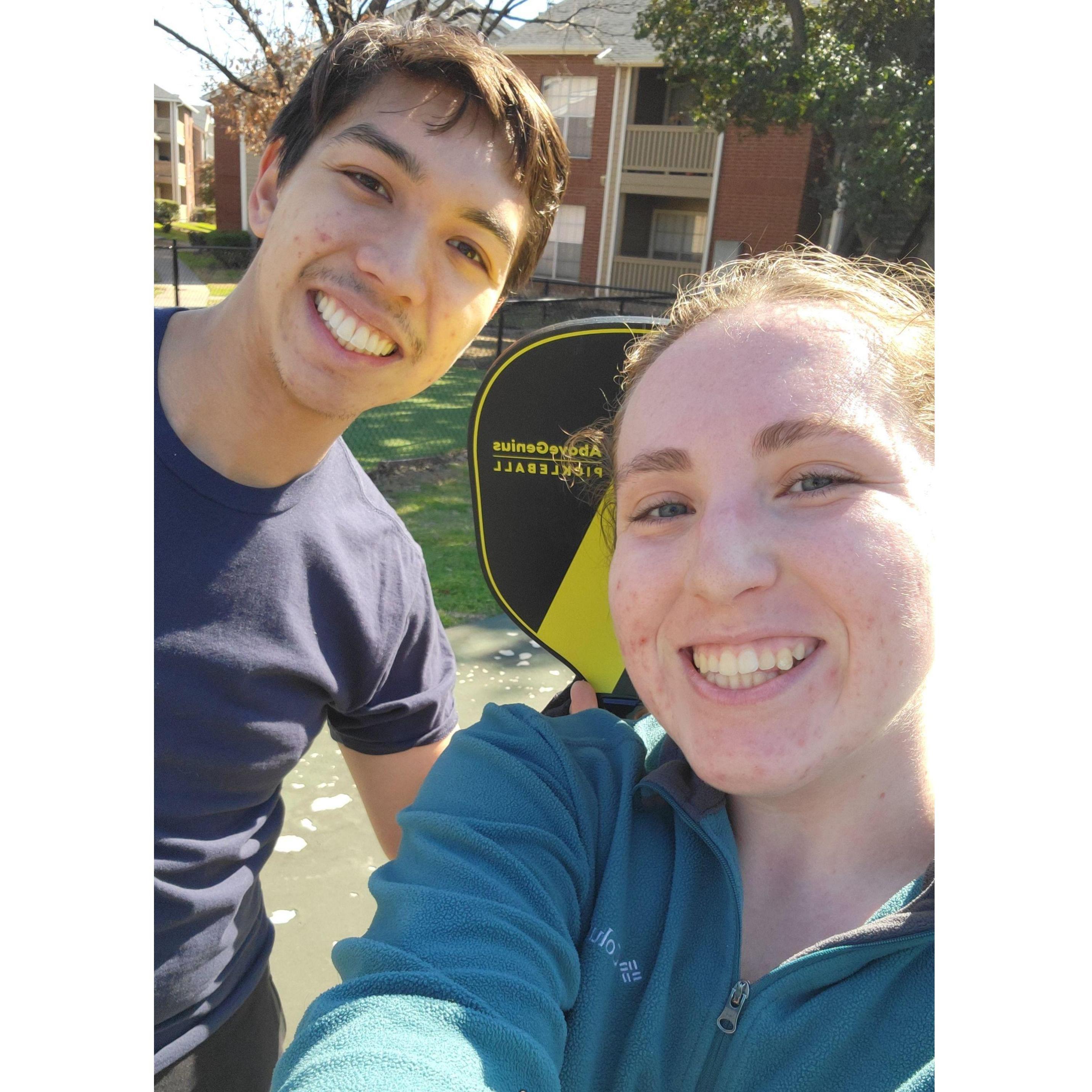 We like to say that we're in our pickleball era for the year of 2024! This sport is one we love to play together, and we may or may not have upgraded our paddles since this photo was taken...