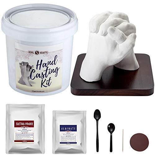 Hand Casting Kit for Couples | DIY Plaster Statue Molding Kit | DIY Hand Mold Kit | Anniversary for Men, Women | Wedding Gift | Wooden Mahogany Base | Birthday Gift.