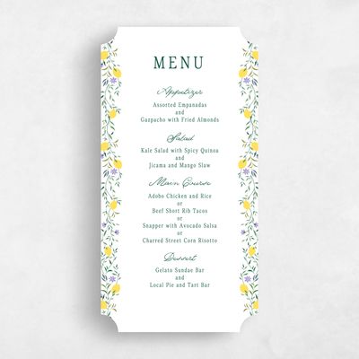 White Ticket Wedding Menu - Brume