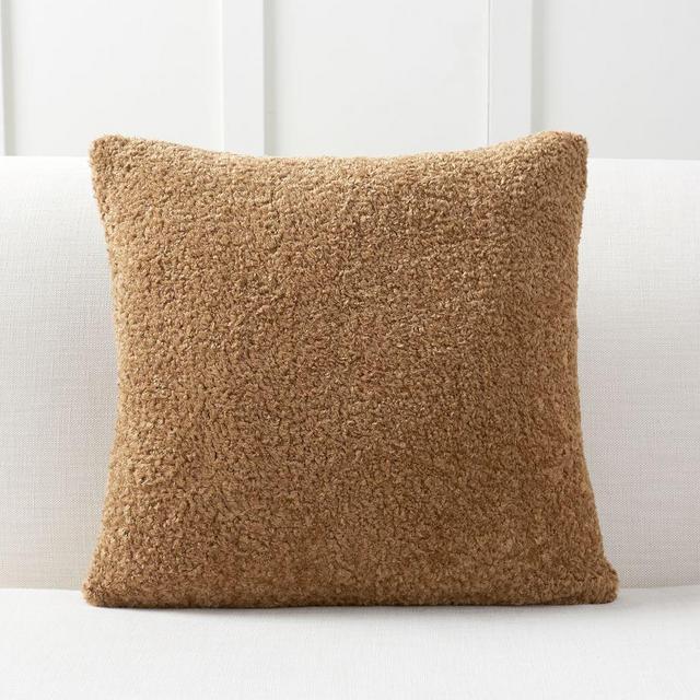 Cozy Teddy Faux Fur Pillow Cover, 20 x 20", Tobacco