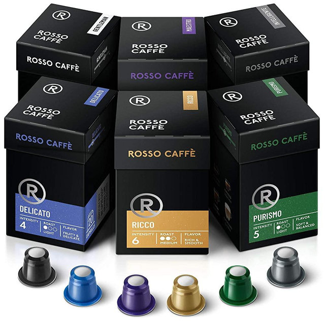 Rosso Coffee Capsules for Nespresso Original Machine - 120 Gourmet Espresso Pods Variety Pack, Compatible with Nespresso Original Line Machines