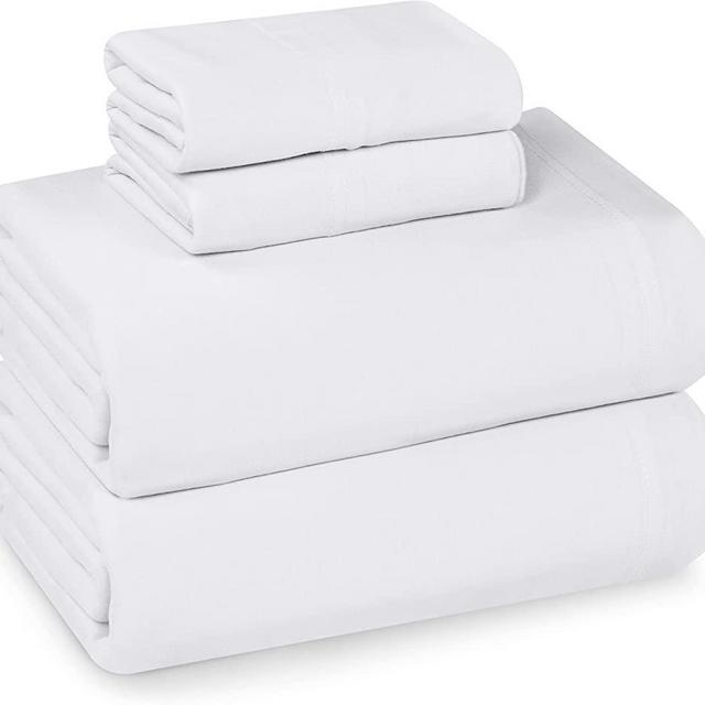 Utopia Bedding King Sheet Set - Jersey Knit Sheets 4 Piece King Jersey Sheet Set – Cotton Jersey Sheets – Soft T-Shirt Stretchy Sheets (King, White)