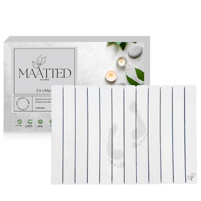 Maatted Home Large Stone Bath Mat, Quick Drying Shower Mat, Anti-Slip Diatomaceous Earth Mat, Dog Pet Bowl Mat, Fast Drying Dish Mat, Rollable and Foldable Bath Mat, White Bath Mat (30”X20” Cloud)