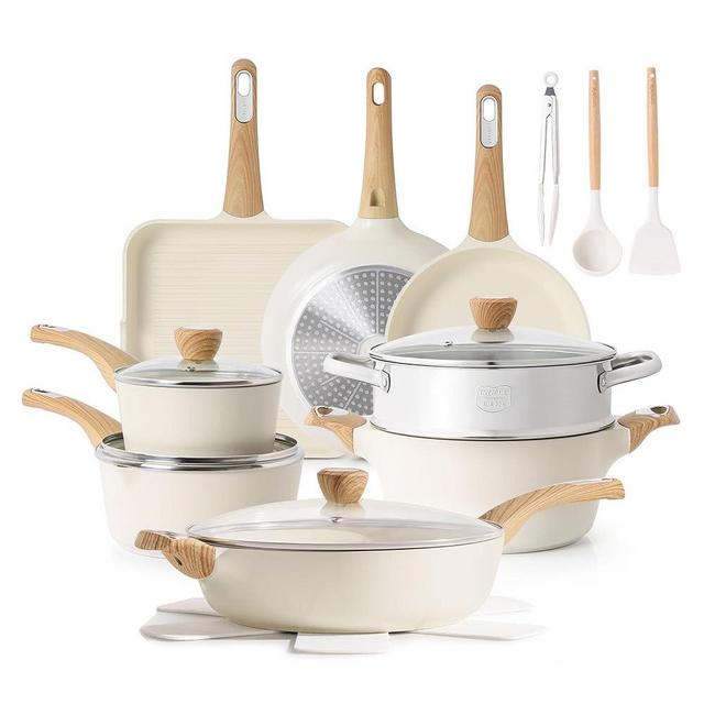SENSARTE Ceramic Cookware Sets, Pots and Pans Set Nonstick, 20-Piece Induction Cookware, Non-toxic Healthy Non Stick Kitchen Cooking Set with Stay-Cool Handles, PFAS PTFE PFOA PFOS Free