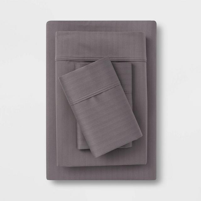 Queen 500 Thread Count Tri-Ease Printed Pattern Sheet Set Gray Herringbone - Threshold™