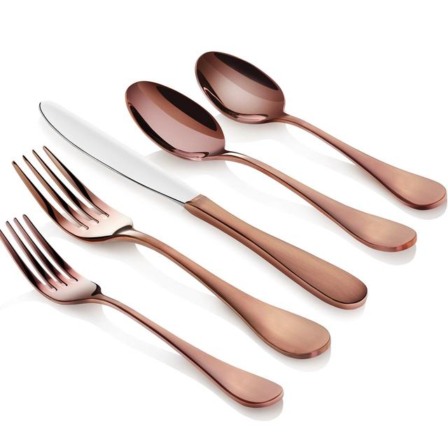 Artaste 56921 Rain 18/10 Stainless Steel Flatware 20-Piece Set, Copper Finish, Service for 4