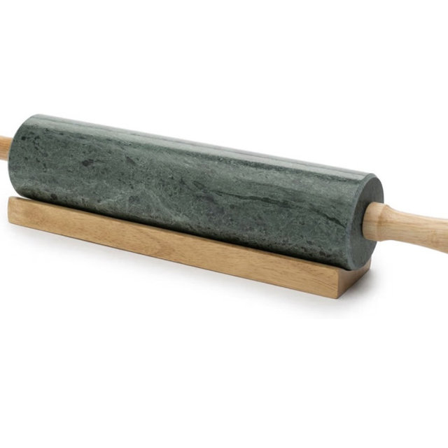 Fox Run Marble Rolling Pin and Base, Green 2.5 x 18 x 3 inches