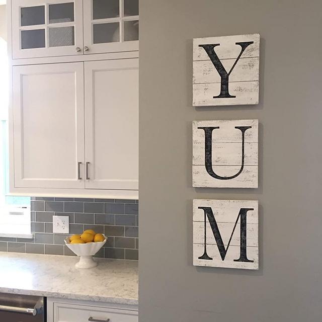 Adonis554Dan YUM Sign Wood Pallet Farmhouse Sign Kitchen Decor Shiplap Letters