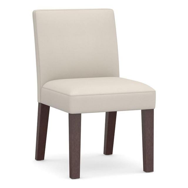 Classic Upholstered Dining Side Chair, Espresso Frame, Performance Twill Stone