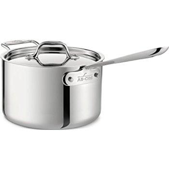All-Clad BD55201.5 D5 Brushed 18/10 Stainless Steel 5-Ply Bonded Dishwasher Safe Sauce Pan Cookware, 1.5-Quart, Silver