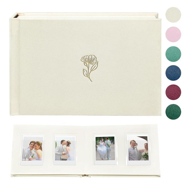 3 Inch Hardcover Mini Photo Album, 52 Pockets with Extra Wide Writing Space for Fujifilm Instax Mini, Evo Liplay Instant Camera, Polaroid Camera, HP Sprocket, K-pop Photo Cards (Beige)