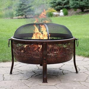 Sunnydaze Decor 30-in W Steel Round Portable Wood-Burning Fire Pit