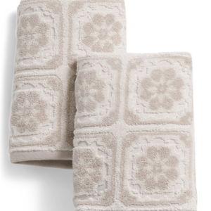 2pk Yarn Dyed Dobby Solene Zero Twist Tile Print Hand Towels | Home | T.J.Maxx