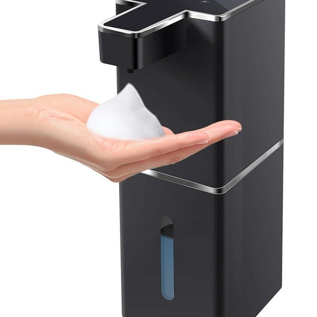 JEMISUN Automatic Foaming Soap Dispenser Touchless 380ml/12.8oz Rechargeable Hand Soap Dispenser Wall Mounted 4 Levels Adjustable Foam Soap Pump for Bathroom Kitchen Dish Soap