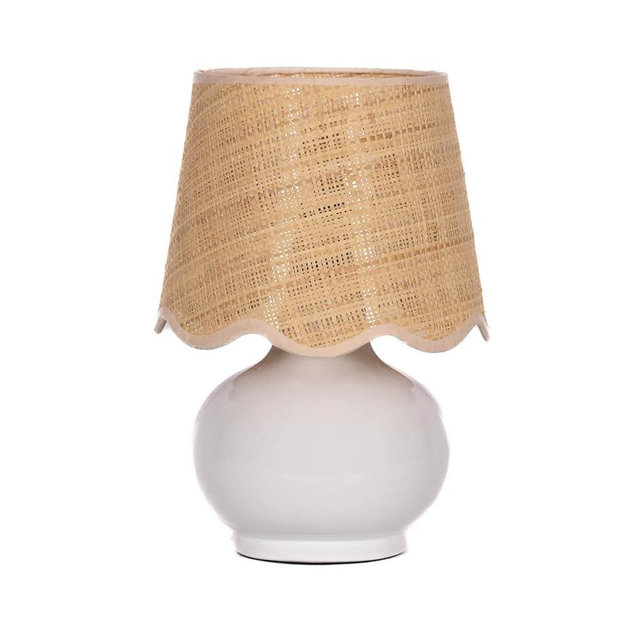 TORONATA Benton Ceramic Table Lamp with Fabric Shade – 13" Bedside Accent Lamp for Bedroom, Living Room & Nightstand (White)