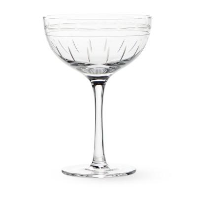 Hotel Etched Coupe Glasses, Set of 4