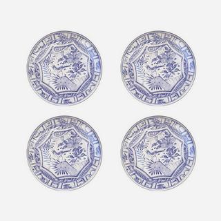 Oiseau Blue Canape Plate, Set of 4