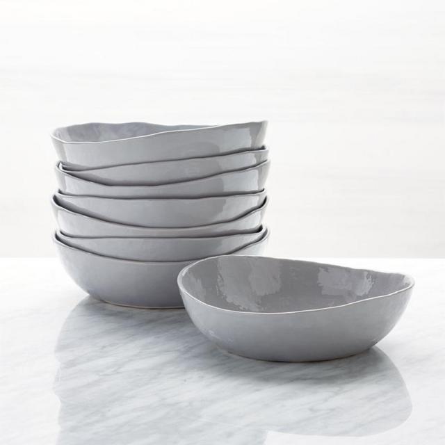 Mercer Grey Low Bowls, Set of 8