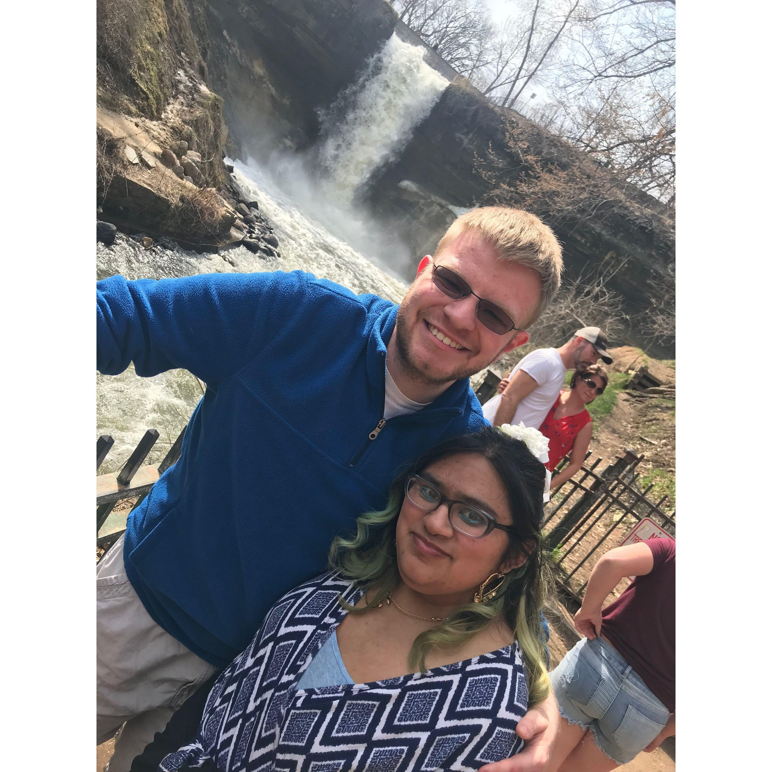We took an Easter walk down by Minnehaha falls early in our relationship.  My mom captured that we kind of liked each other !