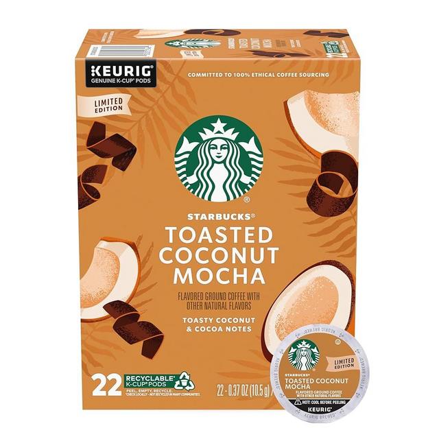Starbucks K-Cup Coffee Pods, Toasted Coconut Mocha Flavored Coffee for Keurig Coffee Makers, 100% Arabica, Limited Edition, 1 Box (22 Pods)
