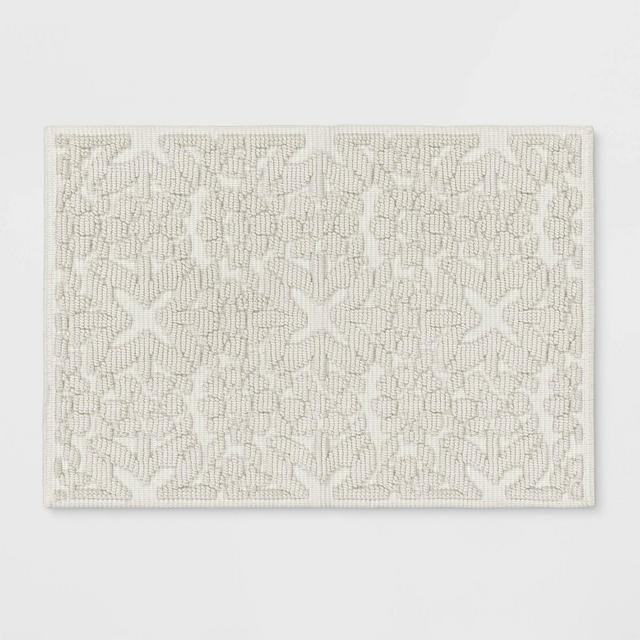 17"x24" Woven Trellis Chunky Cotton Bath Rug Cream - Threshold™