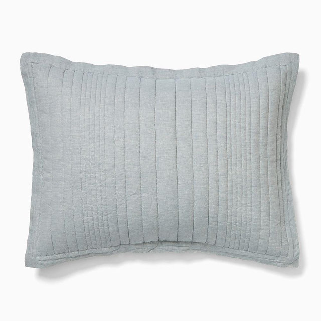 European Linen Linework, Standard Sham, Chambray Melange