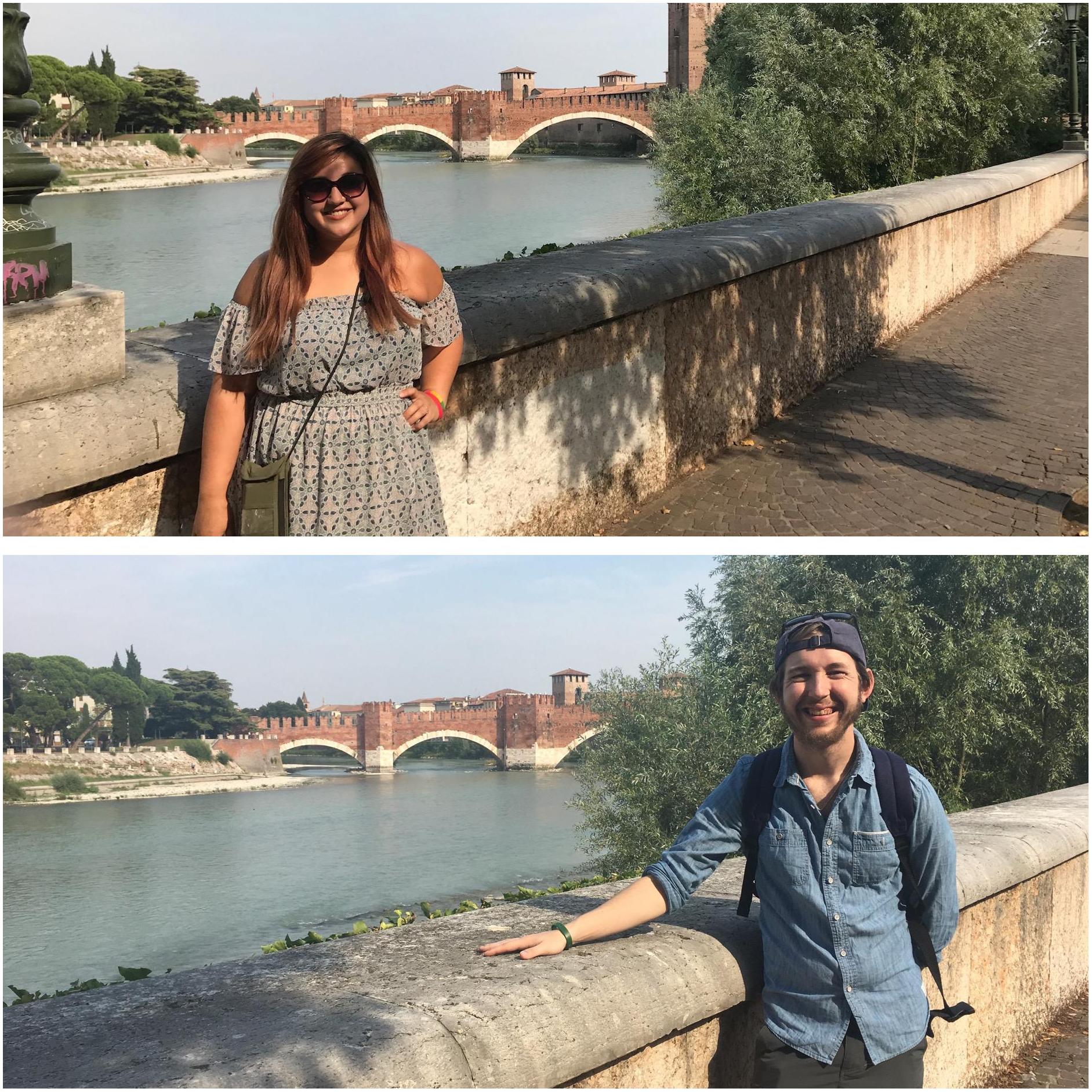 Taking a romantic stroll by the water where Romeo and Juliet fell in love, Verona, Italy