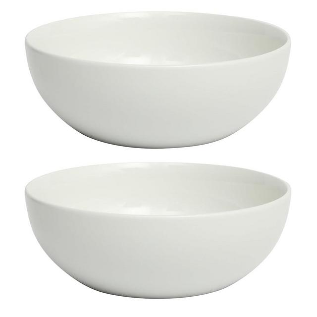 Gibson Home Great Essentials 2 Pack 100 OZ 10" Deep Salad Serving Bowl Set for Kitchen - Porcelain - Dishwasher and Microwave Safe