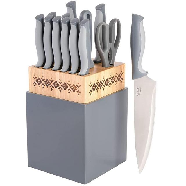 Spice by Tia Mowry Savory Saffron 14 Piece Cutlery Set - Gray