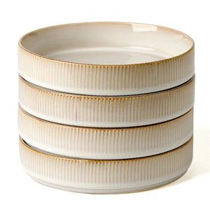 Azal 8.25'' Stoneware Large Pasta Bowl (Set of 4) - Cappuccino White