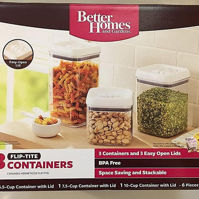 Better Homes and Gardens 3 Container Flip-Tite Containers, White