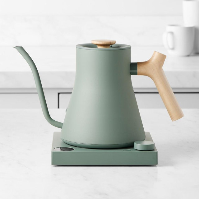 Fellow Stagg EKG Pro Electric Pour-Over Kettle, Smoke Green with Maple Wood Handle