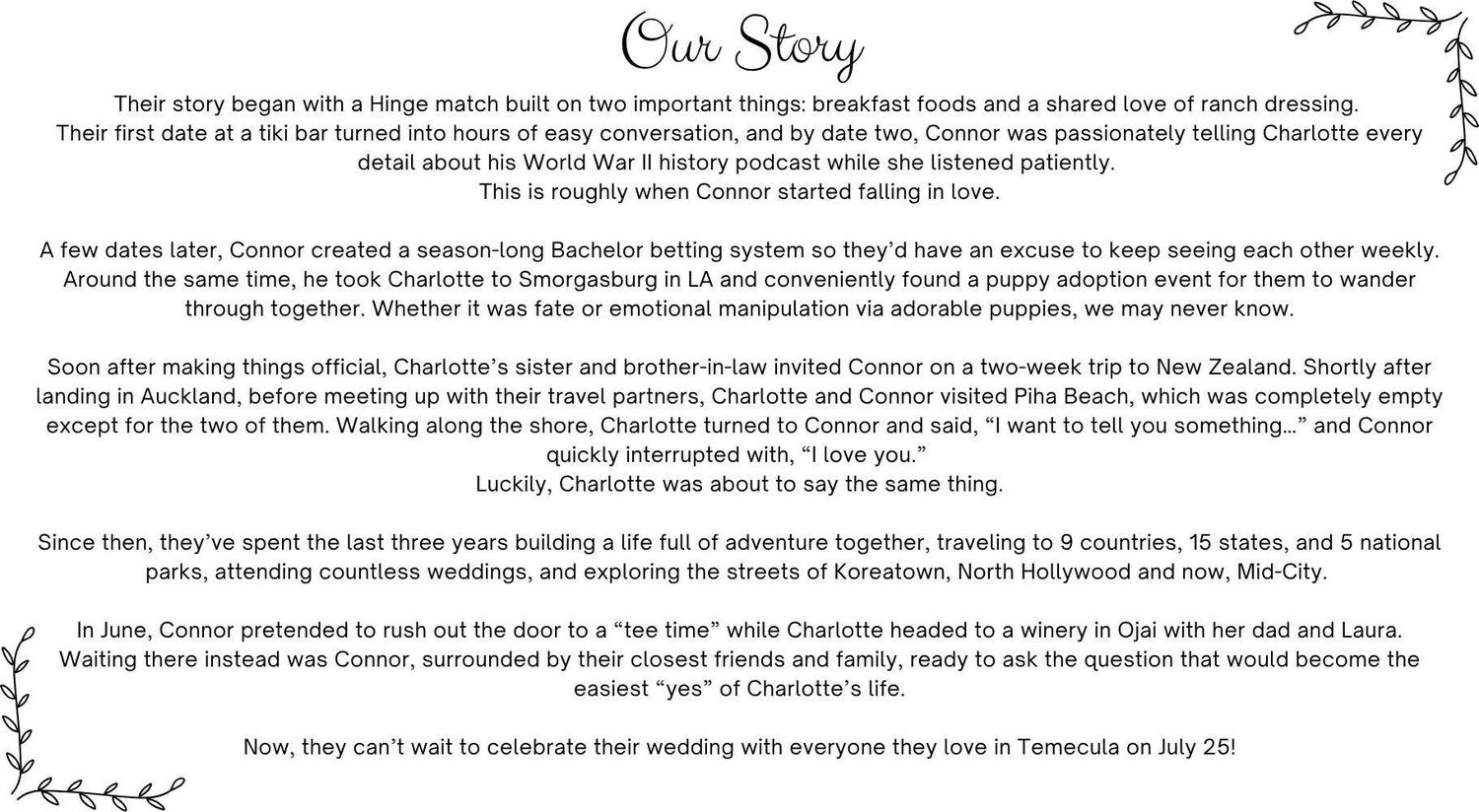 The Wedding Website of Charlotte Neff and Connor Hynes