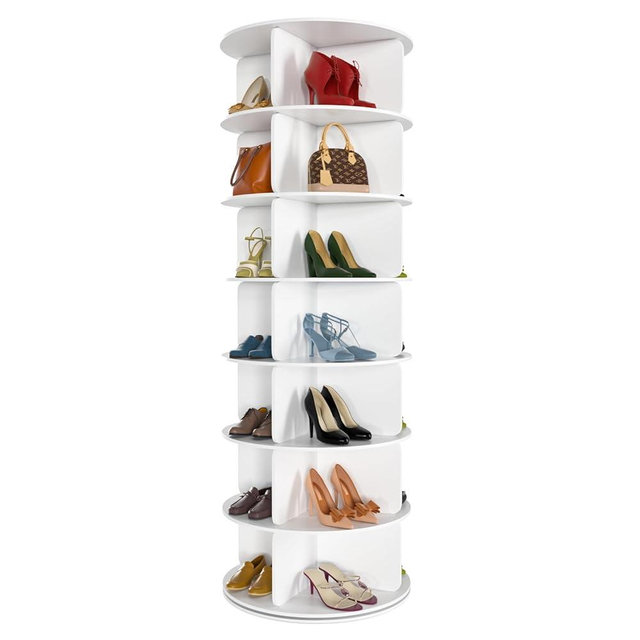 Cushore 7 Tier Rotating Shoe Rack Tower, Free Standing 360° Shoe organizer Lazy Susan, Bag Display Rack Storage Round Carousel, Neat and Elegant Shoe Storage Solution