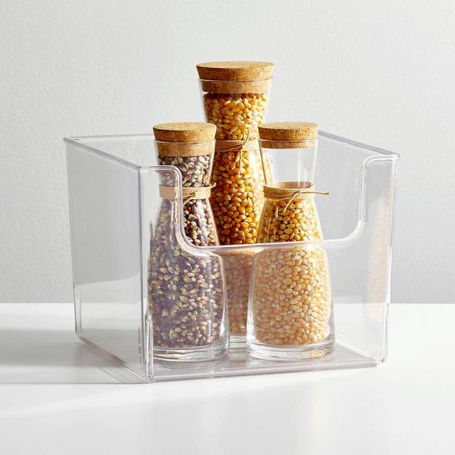 Clear Plastic Storage Front Access Bins, 10"x 5"x 8", Set of 4