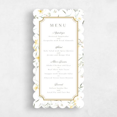 White Scalloped Wedding Menu - Vasara